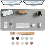 Large Desk Pad Non-Slip Desk Mat Protector for Keyboard Mouse Waterproof Vegan Leather Surface Faux Leather Laptop Mat Smooth Mouse Pad Premium Gift Tube Mist Gray 47" x 23" by Promattoo