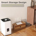 Large Cable Management Box Acacia Wood Cord Organizer Power Strip & Cables - Image 5