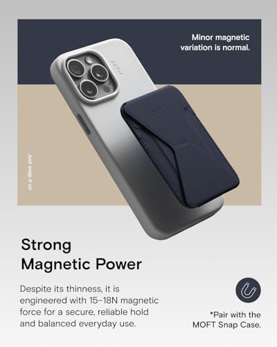 MOFT Magnetic Wallet Stand Compatible with iPhone 17/16/15/14/13/12 Series, Angle Adjustment & Magsafe Compatible MOVAS Phone Stand,Navy Blue - Image 4