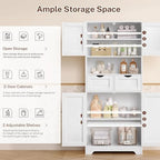 Iwell Tall Storage Cabinet with Adjustable Shelf & 2 Drawers, Kitchen Pantry Cabinet, Pantry Cabinets with 4 Doors, Tall Cabinets for Living Room, Kitchen, Bathroom, White - Image 4