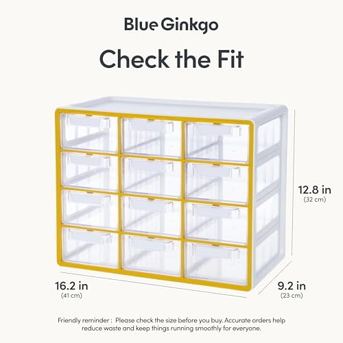 Blue Ginkgo 12-Drawer Storage Cabinet Organizer, Yellow, Made in Korea - Image 2