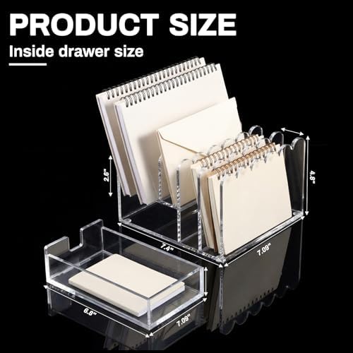 Xuhal Acrylic Mail Organizer with Drawer, 5 Compartments Clear Desk File - Image 2