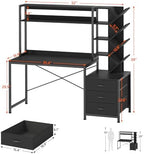 YOMILUVE 52" Computer Desk with Bookshelf, 3 Drawers ＆ Hutch for Bedroom - Image 2
