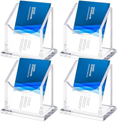 Watersay 4 Pack Vertical Acrylic Business Card Holders, Clear Desk Stand by Unknown