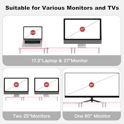 Pink Acrylic Dual Monitor Stand Riser,Laptop Riser Adjustable to 8 Angles - Image 4