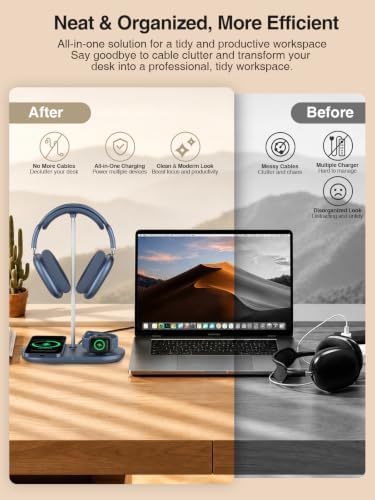 4 in 1 Headphone Stand, 15W Wireless Charger for Airpods/iPhone/iWatch - Image 3