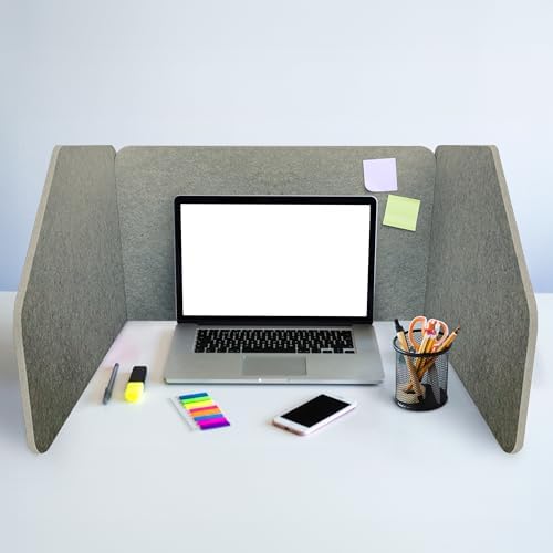 29.1" x 22.8" x 1.2" U-Shaped Desk Divider Partition, No Drill Freestanding Sound Absorbing Privacy Panel, Noise Reducing Cubicle Screen for Office Home & Classroom (Abalone) by UnionAcoustic