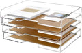 SANRUI 4 Tier Acrylic Paper Letter Tray Desk Stackable Organizer Trays，Clear Enlarged A4 Stackable File Document Tray， Workspace Office Supplies Organizers and Accessories Sorter，13.82inx9.29inx6.7in by SANRUI