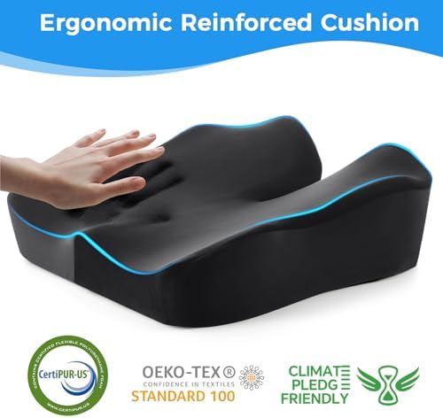 Niceeday Seat Cushion for Office, Car & Wheelchair - Premium Memory Foam with Ergonomic U-Shape Design - Enhanced Comfort for Tailbone, Hip & Sciatica Support, Non-Slip Base & Machine Washable Cover - Image 5