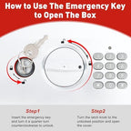 KYODOLED Red Safe Box with Digital Keypad Lock, Lock Box with Code for Personal Items, Metal Security Box for Cash, Passport, Jewelry, Ideal for Home, Office, Garage Sale, 11.8'' x 9.4'' x 3.5'' - Image 5