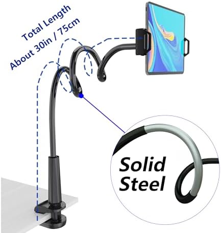MAGIPEA Gooseneck Tablet Holder for Bed, Reinforced Flexible Arm Tablet Stand with 360° Rotation, Hands-Free Clamp Mount for 4.7–13" iPad, Kindle, Galaxy Tab, Switch - Image 2