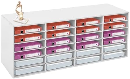 24 Compartments Literature Organizer, Desktop File Sorter Mail Center Paper Storage Cabinet Countertop Paper Organizer Storage, for Office Home School Documents Magazines (White, 24 Slots) by Unknown