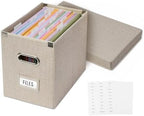 File Organizer Box with 15 Hanging File Folders, Lift-Off Lid by Hiwhy
