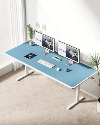 YSAGi Leather Desk Protector, Office Mat, Large Mouse Mat, Non-Slip PU Leather Blotter, Laptop Desk Mat, Waterproof Writing Pad for Office and Home(Sea Blue, 63" x 24") - Image 3