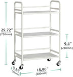 DCLRN 3 Tier Rolling Cart,Storage Organizer Cart,Multifunctional Storage Shelves,Rolling Metal Organization Cart with Handle and Lockable Wheels,for Home,Office,Kitchen,Bathroom(White) - Image 3