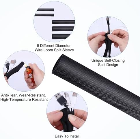 Automotive Split Wire Loom Kit, Heat Resistant & Chew Resistant Split Conduit for Engine Bay, Cable Management Sleeve with Heat Shrink, Silicone Tape & Zip Ties - Image 3