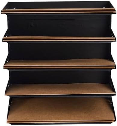 5 Tier Metal Desktop File Organizer Letter Tray Black - Image 2