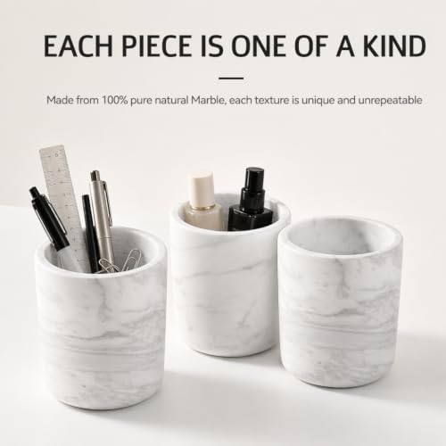 Natural Marble Toothbrush Holder for Bathroom, Stone Pen Cup for Desk - Image 3