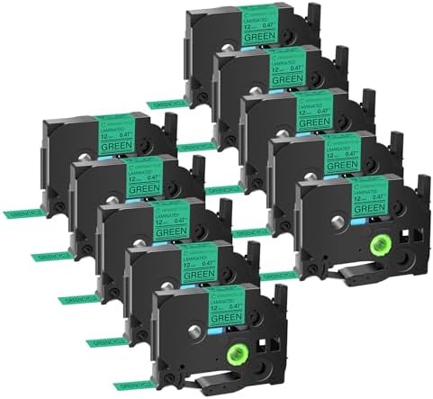 GREENCYCLE 12mm 0.47 Laminated Green Tape Compatible for Brother P-Touch Label Maker Tape TZe-731 TZe731 TZ-731 TZ731 TZe TZ Label for PT-D200 D210 D220 D400, 10 Pack by greencycle