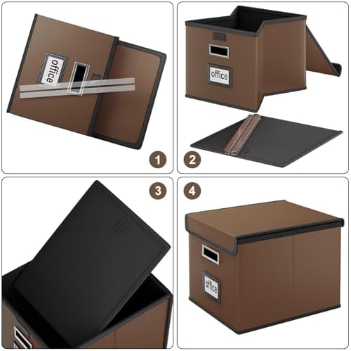File Organizer Box with Lids, Collapsible File Folder Organizer - Image 6