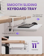 Ergonomic Keyboard Tray Under Desk, 25.6x11.8 Inch Board, White - Image 4