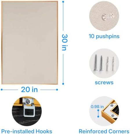 OWLKELA Cork Board, 30 x 20 Inch, Oatmeal Framed - Image 2