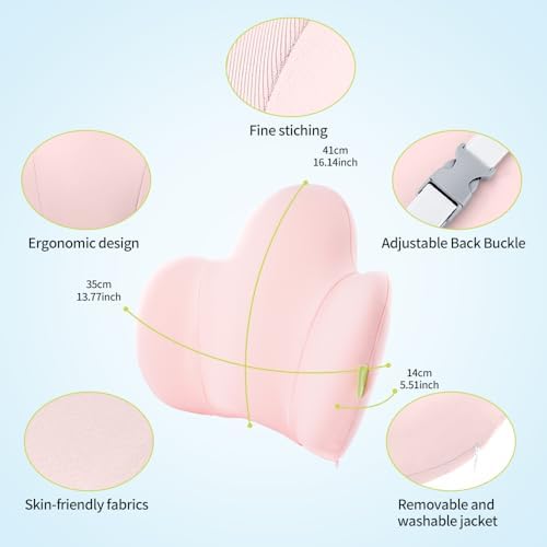 Lumbar Support Pillow for Office Chair, Gaming Chair, Car Driver Seat Back Cushion, Bed & Couch, Gifts for Friends and Parents,Ergonomic Back Support Pillow with Comfortable Memory Foam(Pink) - Image 4
