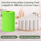 Reusable Microfiber Cleaning Cloth Roll - 100 Pack, 12"x12" Washable Tear-Away Paper Towels, Lint-Free & Streak-Free Rags for Kitchen, Glass, Cars, Electronics, Workshop and Garage(Neon Green) - Image 3