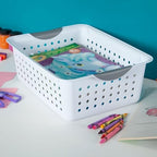 Sterilite Medium Ultra Basket, Open Top Plastic Storage Bin, White, 18-Pack - Image 7