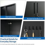 71" Metal Storage Cabinet, Locking Garage Storage Cabinet with Doors and 5 Adjustable Shelves, Tall Black Cabinet for Office, Garage, School - Image 5