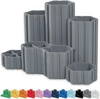Glassboard Studio Hexaflex Organizer Set - Pen and Pencil Holder for Desk, Versatile Hexagon Design, Adjustable Dividers, 12 Color Options - Desk and Office Organization (Steel Gray) by GlassboardStudio