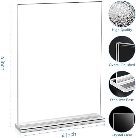 EHWINE 24 Pack Acrylic Sign Holders 4x6 Double-Sided Tabletop Display Stands for Menus Flyers & Signs, Clear Acrylic Picture Frame for Office Business Store & Events - Image 2