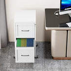 2-Drawer Rolling Metal File Cabinet with Lock, Narrow, White - Image 7