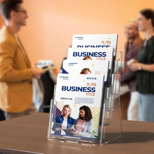 MaxGear Acrylic Brochure Holder 6 x 9 Inch, 4 Tier, 4 Pack - Image 6