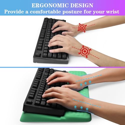Computer Keyboard Stand with Wrist Rest, Ergonomic Tilted Keyboard Holder - Keyboard Riser with Wrist Pad - Keyboard Tray Support for Office Home - Green - Image 3