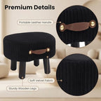 Foot Stools Ottoman with Handle Small Foot Stool Footrest Ottomon - Image 4