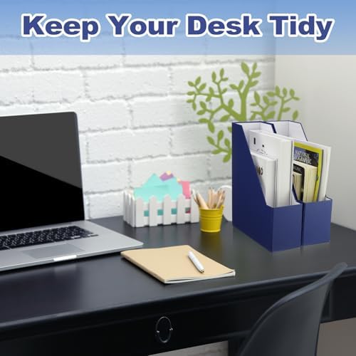 Feifeiya Magazine Holder Set of 6 Cardboard File Holder Desk, Navy Blue - Image 6