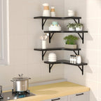 ROMGUAR CRAFT Corner Floating Shelves Wall Mounted Set of 4, Black - Image 2