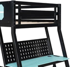 Polibi Twin Over Twin Bunk Bed with 2 Built-in Gaming Desks, USB Charging Ports & Pegboard Organizer, E-Sports Gaming Bed Frame for 2 Kids/Teens, Blue (Twin Size) - Image 5