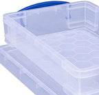 Really Useful Box 4 Liter Plastic Stackable Storage Container w/Snap Lid & Built-In Clip Lock Handles for Home & Office Organization, Clear (2 Pack) - Image 5