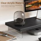 Dual Monitor Stand Riser, 40x10 in Wood & Acrylic Desktop Organizer Shelf - Image 2