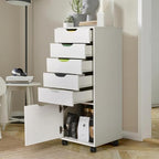 TUSY Mobile File Cabinet, 5-Drawer Storage Cabinet, Vertical Rolling Storage Organizer Chest with Wheels & Anti-Tip Kit, for Home Office, Craft Room, White - Image 4