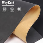 HAUTOCO Cork Desk Mat 48''x19.7'', Distressed PU Leather & Cloth Desk Pad - Image 3