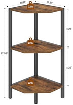 Creso hom Corner Shelf, 3-Tier Industrial Corner Bookshelf with Metal Frame - Image 3