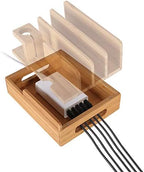 Bamboo Wood Multi-Device Desktop Charging Dock Station Charger Holder Cradle Charge Stand Compatible iPhone 16 15 14 13 Pro Max iPad Mini Pro Air Apple Watch Ulrta 10 9 8 7 6 5 4 3 2 iWatch Smartphone - Image 3