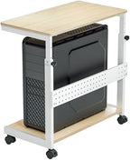 EUREKA ERGONOMIC PC Stand Computer Cart, Height Adjustable Tower Stand 2-Tier Suit for ATX Case Printer, Metal Rolling Cart on Wheels for Gaming Home Office, Maple by EUREKAERGONOMIC