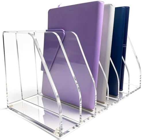 Clear Acrylic Magazine File Holder, 6 Compartment Desk Organizer - Image 7