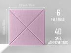 6 Pack Decorative Felt Wall Tiles (11.8” x 11.8”) - Modern Bulletin Board for Home Office & Classroom, Self-Adhesive Cork Board Alternative for Kids Artwork, Photos & Pin Display - Sakura - Image 2