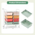 LDAILY 12 Drawer Rolling Storage Cart, Rolling Cart with Drawers for Classroom, Art Supply Craft Organizer on Wheel with Metal Frame & Handles for Home Office School (Macaron, 12 Drawer Left-Right) - Image 3