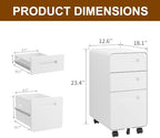 3 Drawer Slim Narrow Mobile File Cabinet with Lock and 4 Keys - Image 3